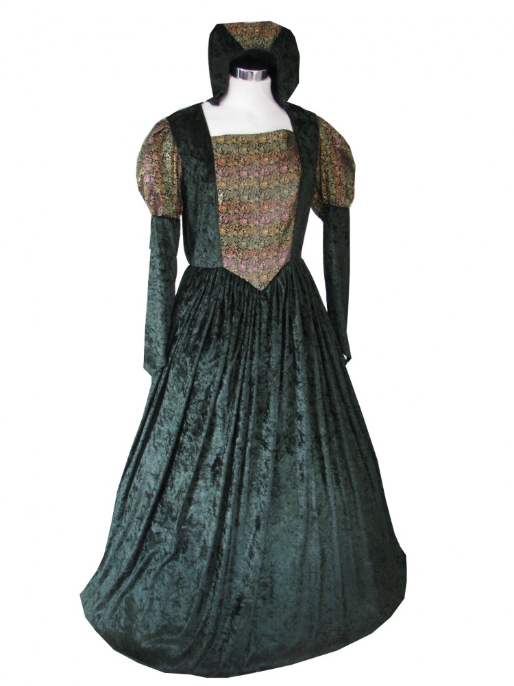 Ladies Medieval Tudor Queen Ann Boleyn Costume And Headdress Size 12 - 14 Image
